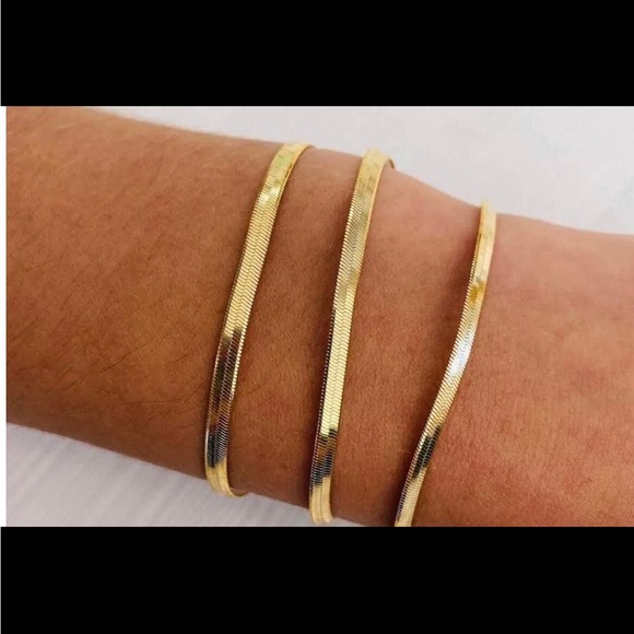 Gold, Silver, and Rose Gold Herringbone Bracelet - Picture 5 of 10